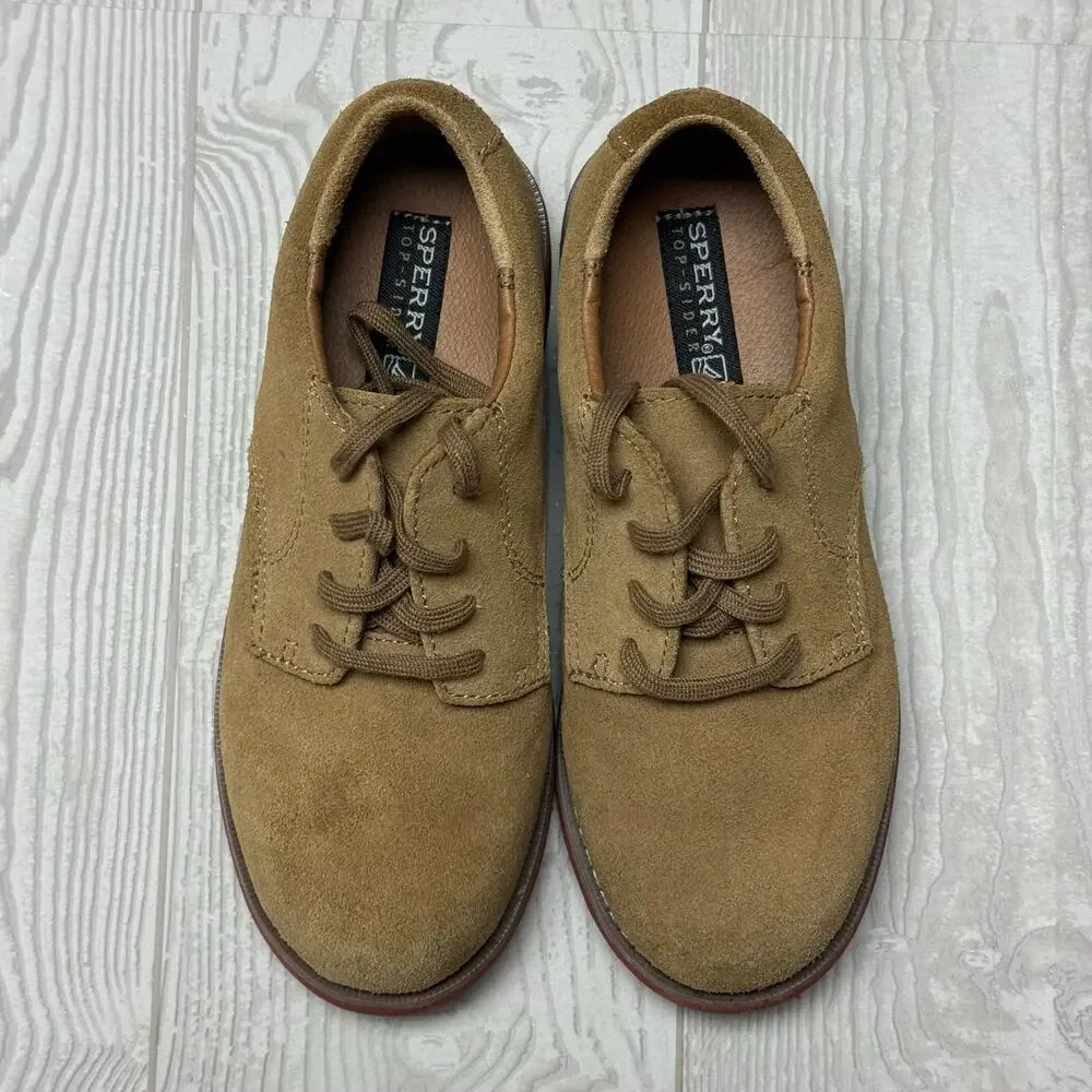 Sperry Top-Sider Tevin Boys Suede Oxford Shoes Brown Red Sole Size 13M